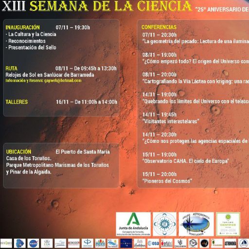 XIII SEMANA DE LA CIENCIA - `25º Aniversario del GAP. Compartiendo el Universo´ XIII SEMANA DE LA CIENCIA - `25º Aniversario del GAP. Compartiendo el Universo´