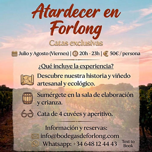 Atardecer y Catas exclusivas en Forlong